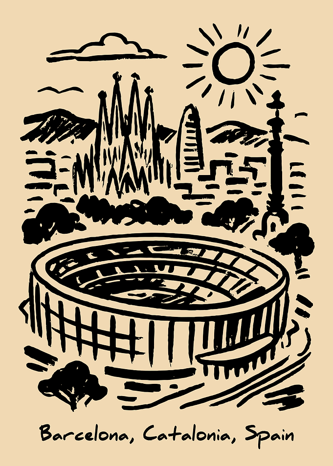 Barcelona Skyline Sketch