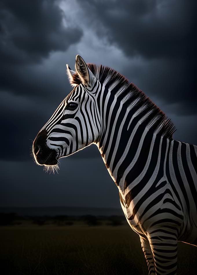 Zebra in Dramatic Lighting