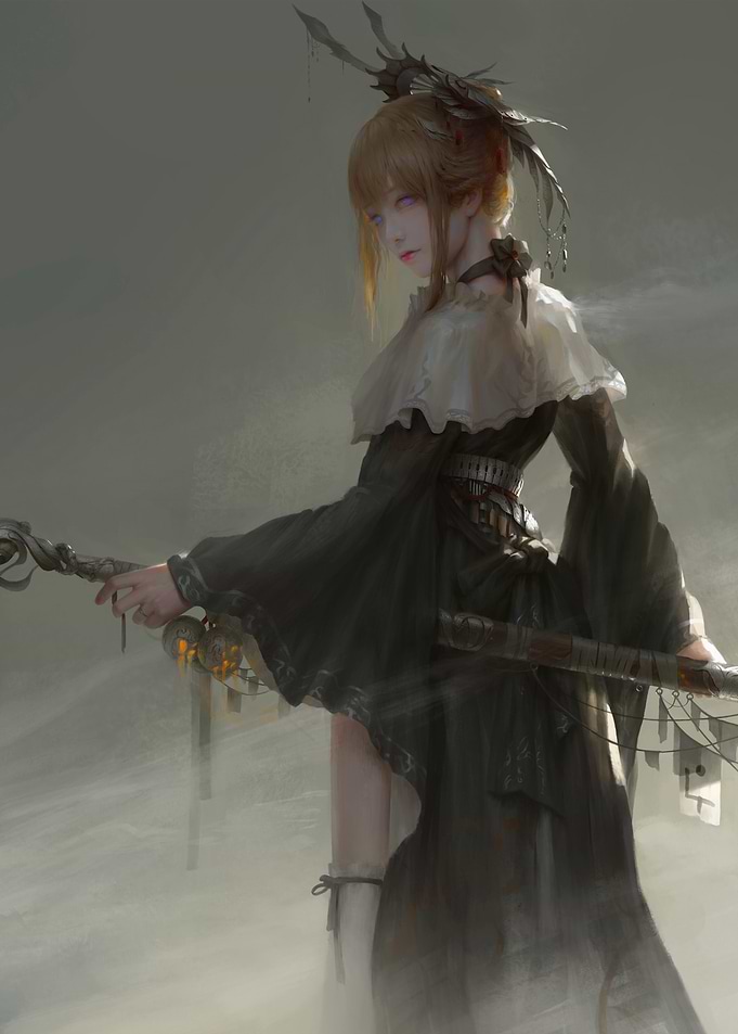 Mysterious Woman with Staff