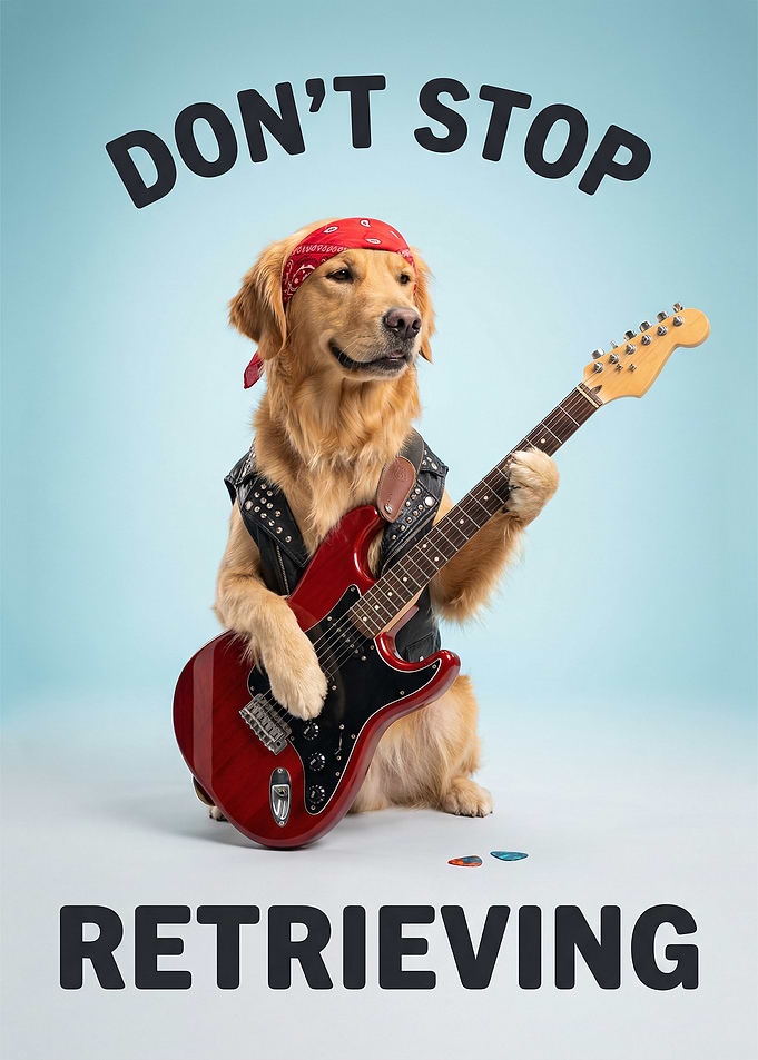 Rockstar Dog Playing Guitar