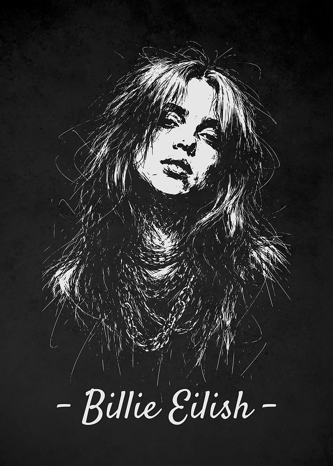 Billie Eilish Portrait Scribble Art
