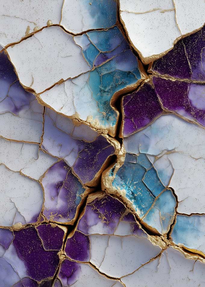 Cracked Ceramic with Gold Inlay