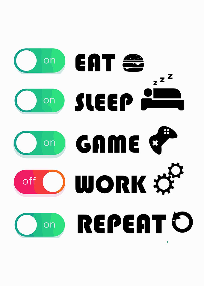 Eat Sleep Game Repeat Toggle Switches