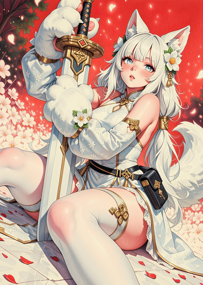Anime Fox Girl with Sword