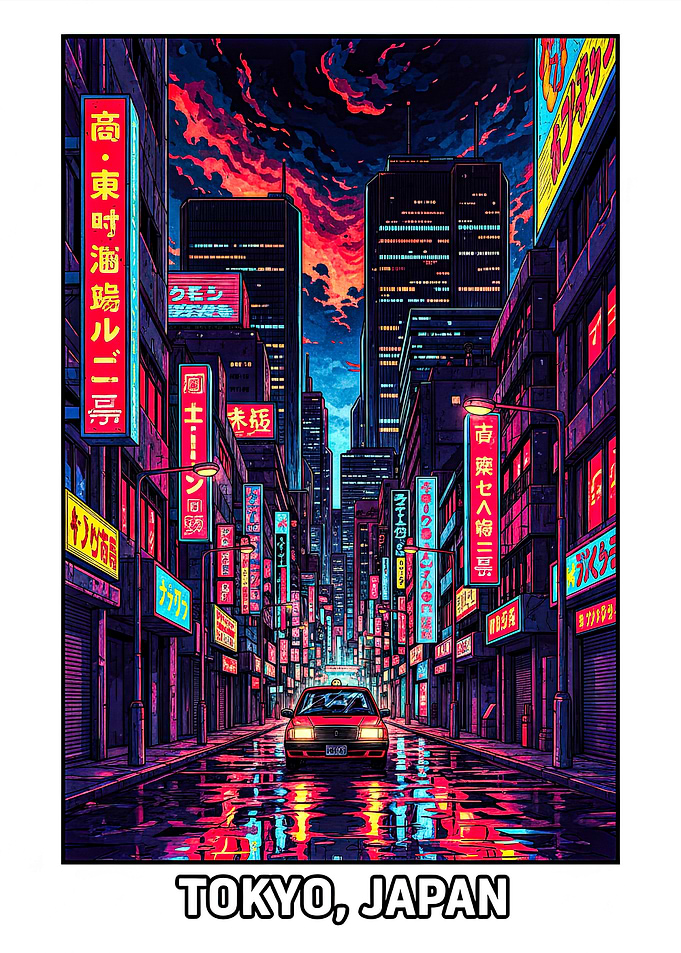 Cyberpunk Tokyo Street Scene