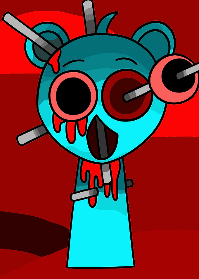 Bloody Cartoon Bear with Spikes