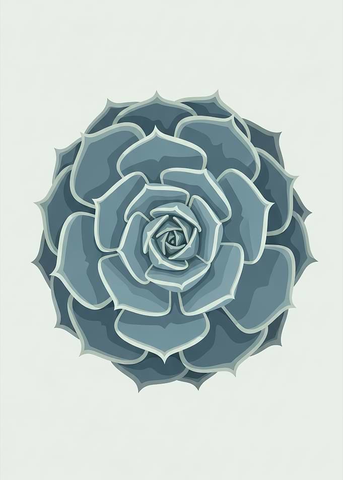 Blue Succulent Plant Illustration