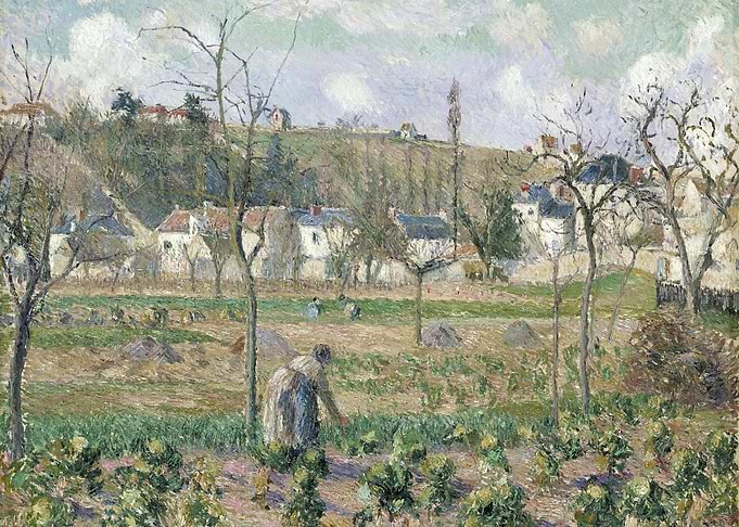 Impressionist Landscape of a Village and Garden