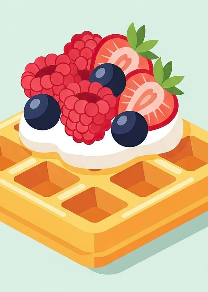 Waffle with Berries and Cream