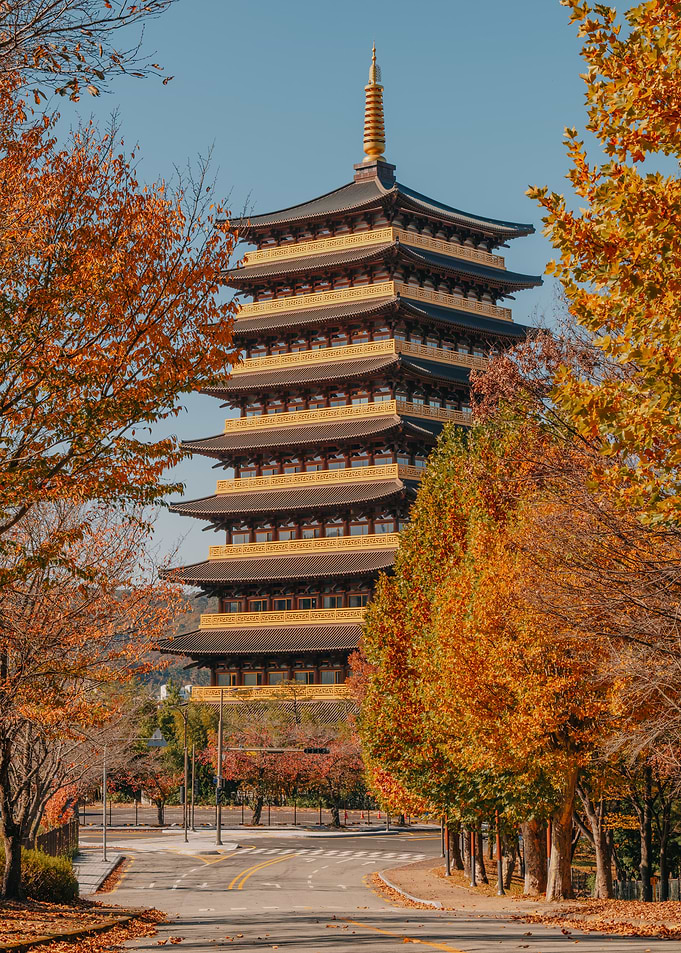 Korean Autumn Pagoda in Gyeongju