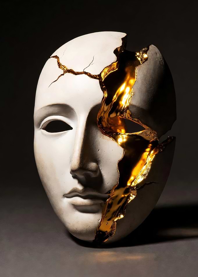 Kintsugi Mask with Gold Inlay