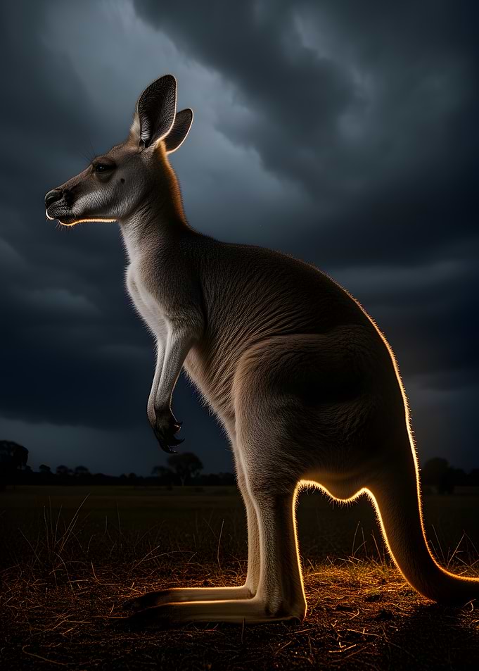 Kangaroo in Dramatic Lighting