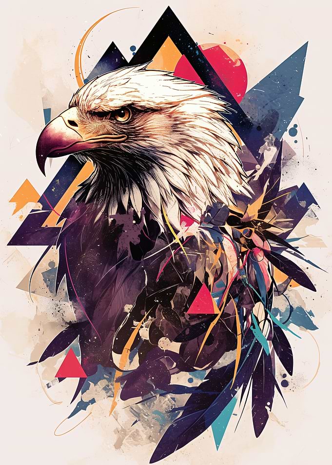 Eagle with Geometric Abstract Background