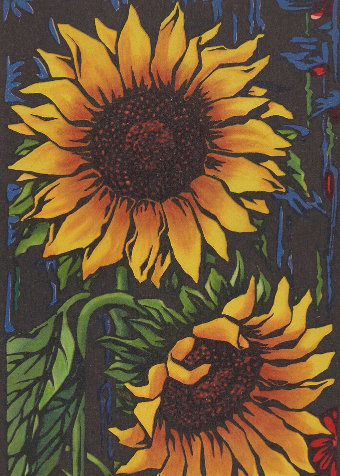 Two Sunflowers in Bloom