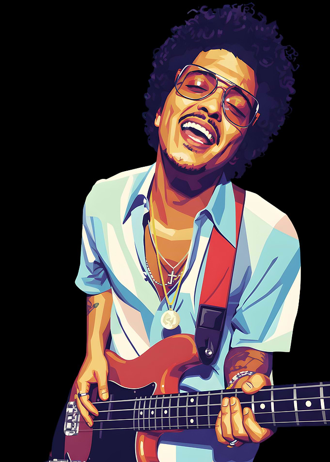 Bruno Mars playing bass guitar