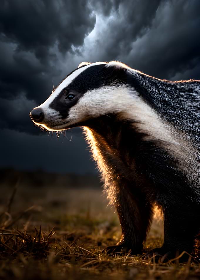 Badger in Dramatic Lighting