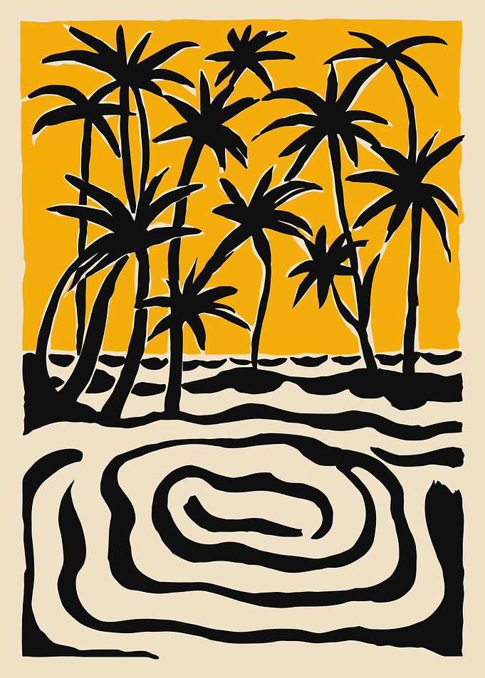 Tropical Beach with Palm Trees