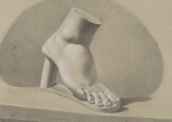 Charcoal Drawing of a Plaster Foot Model