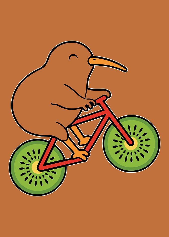 Kiwi Bird Riding a Bicycle