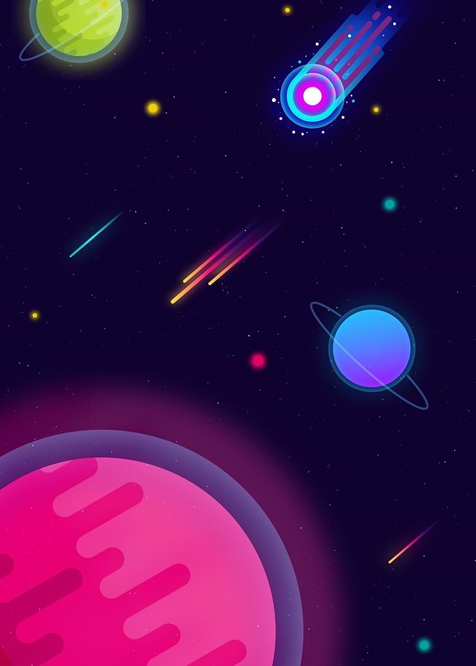 Vibrant Space Scene with Planets and Comets