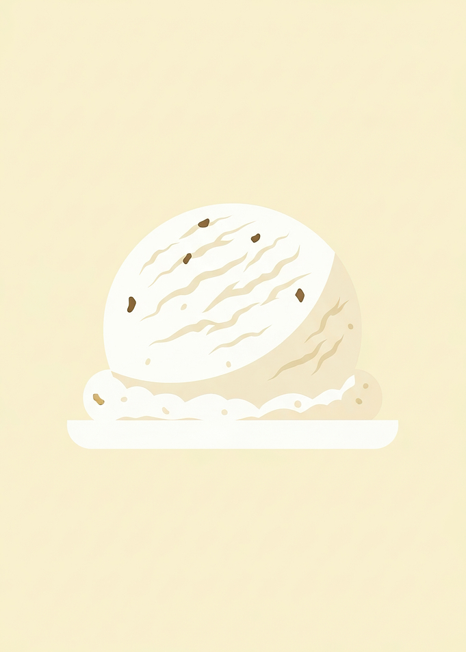 Vanilla ice cream scoop with chocolate chips