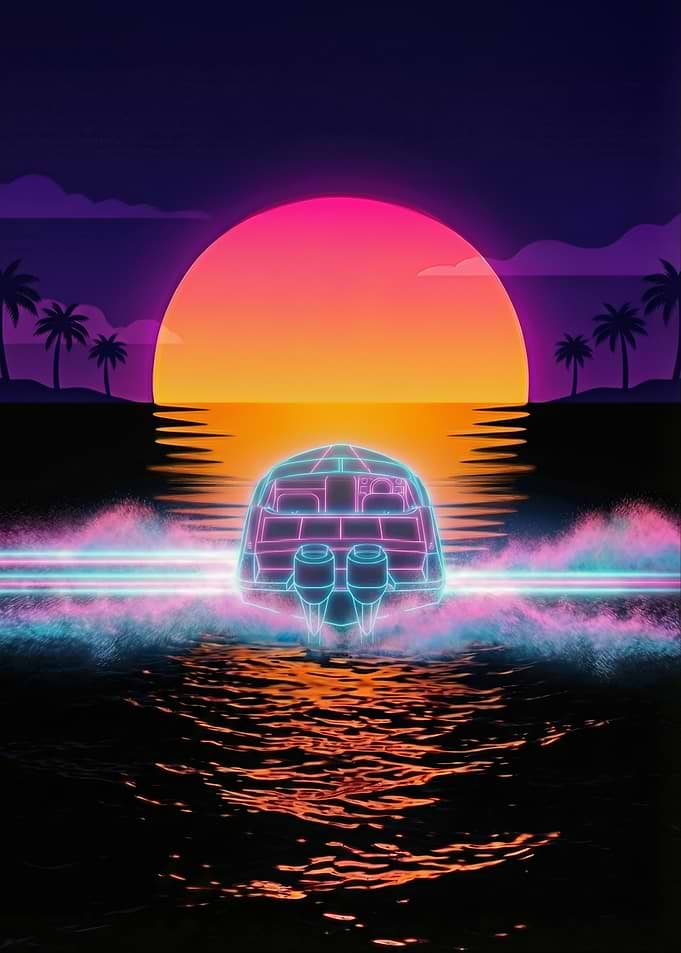 Retro Sunset Boat Ride