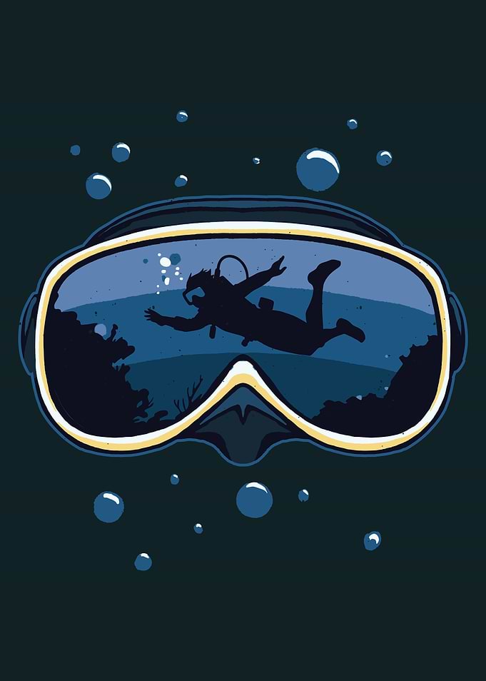 Scuba Diver Reflection in Goggles