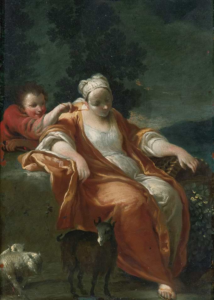Woman and child with animals