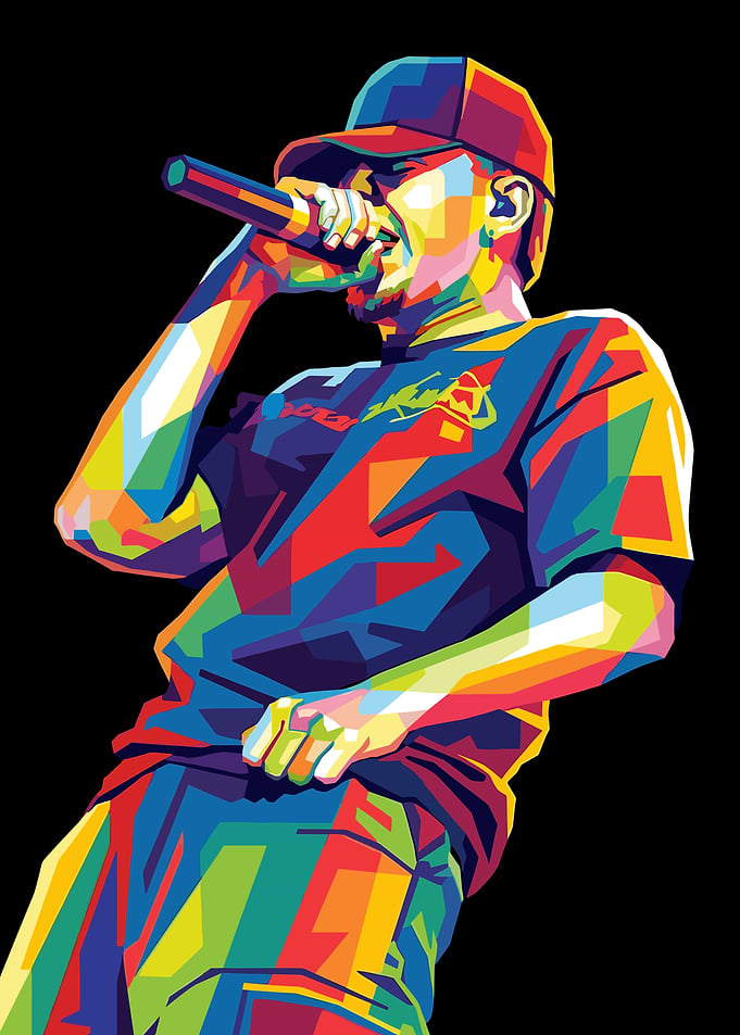 Colorful Rapper Performing on Stage