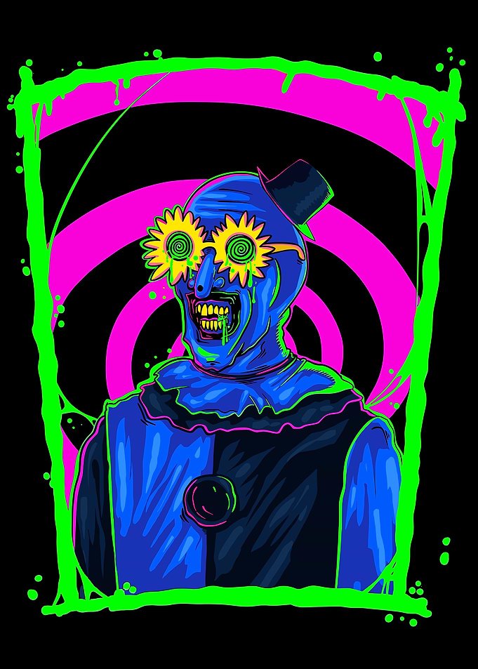 Creepy Clown with Swirl Eyes