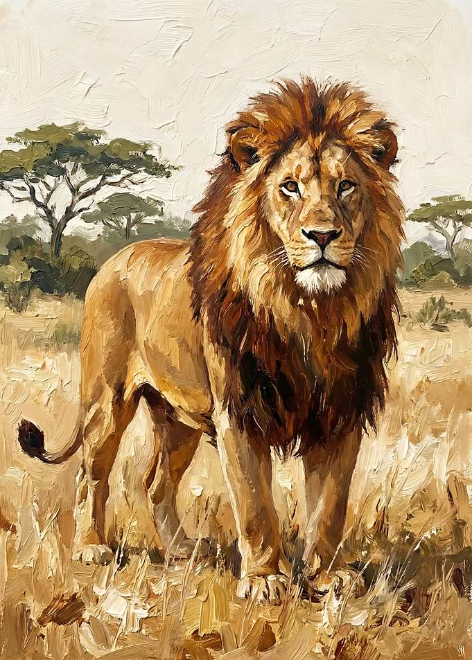 Majestic Lion in African Savannah