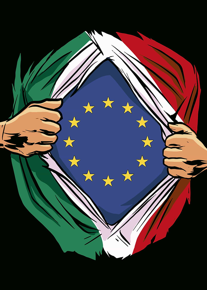 Italian Flag Revealing EU Symbol