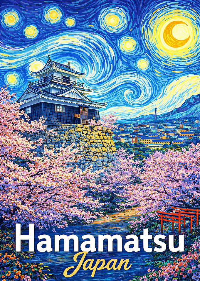 Hamamatsu Japan Castle Cherry Blossoms Starry Night