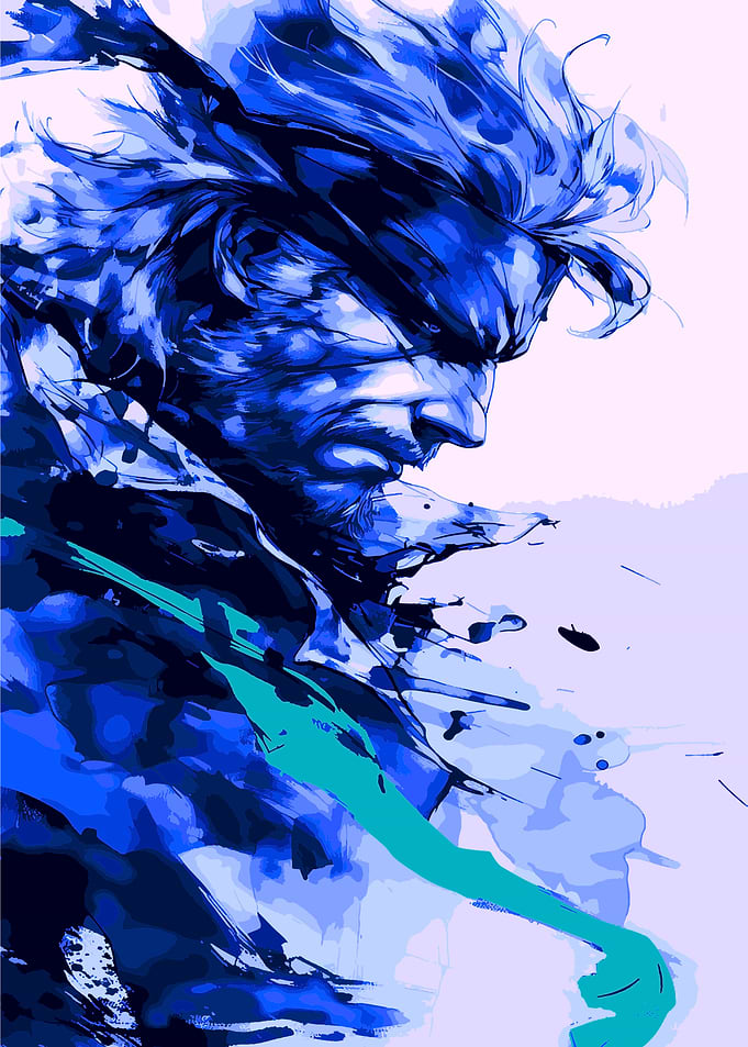 Snake in Blue Abstract Style