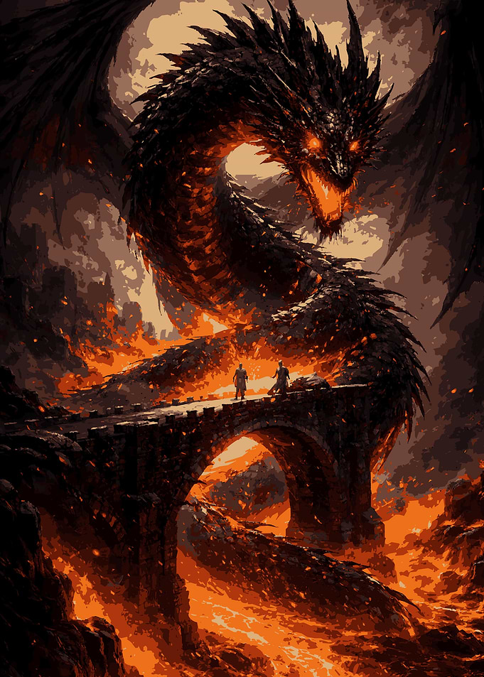 Dragon Over Lava Bridge