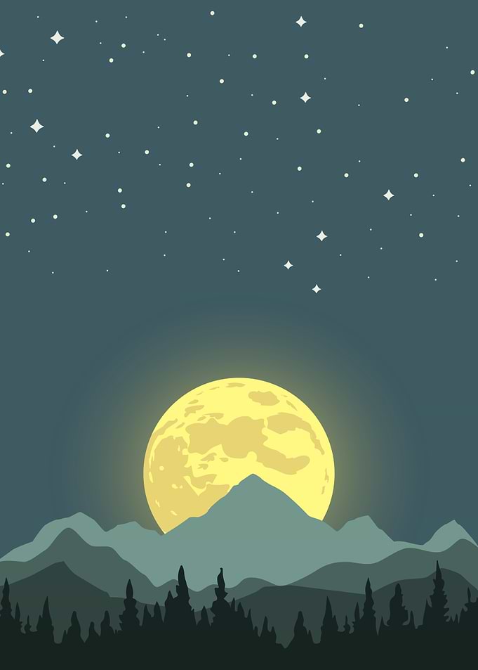 Moonlit Mountain Landscape