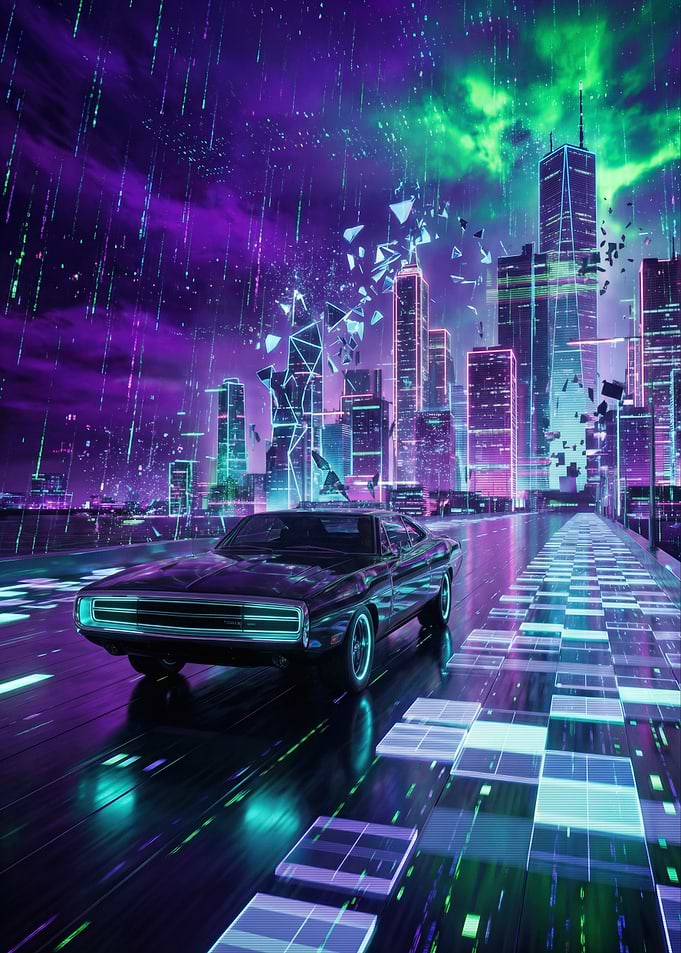 Cyberpunk Car in Neon City