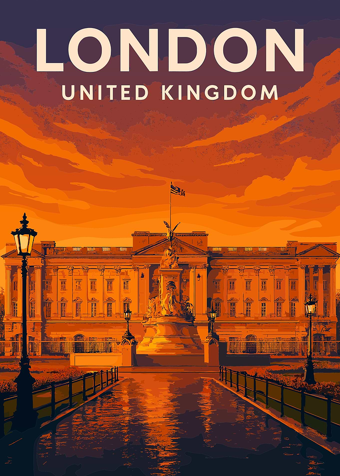Vintage Travel London Cityscape UK