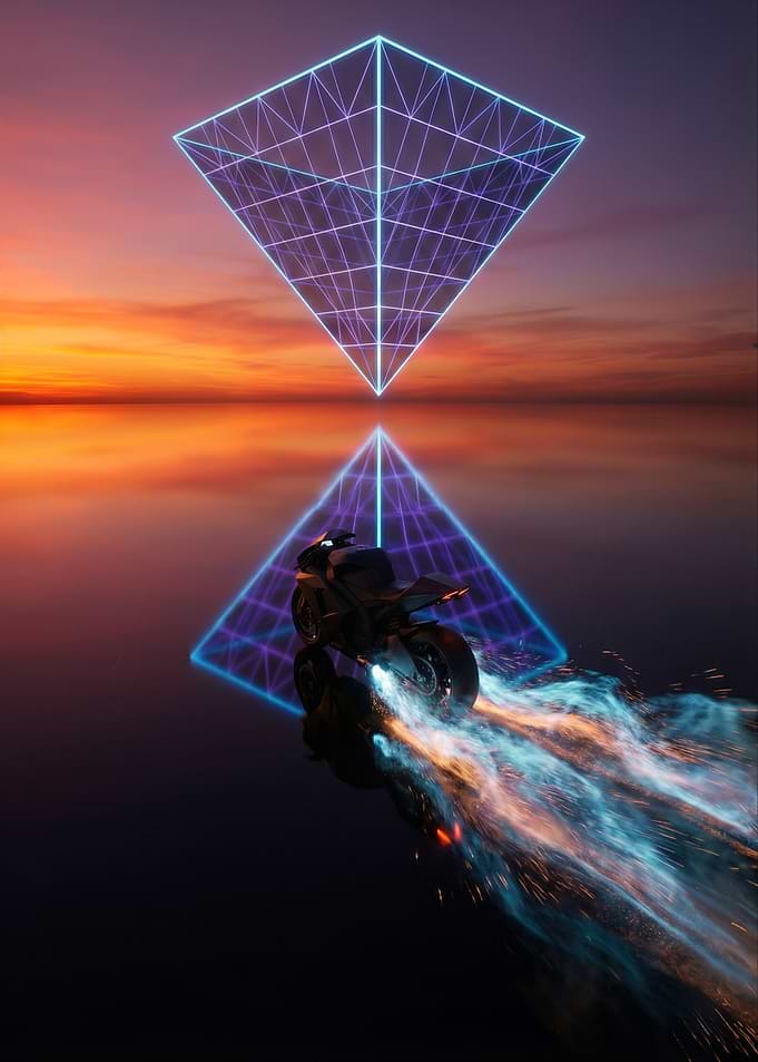 Racing Through Neon Pyramids