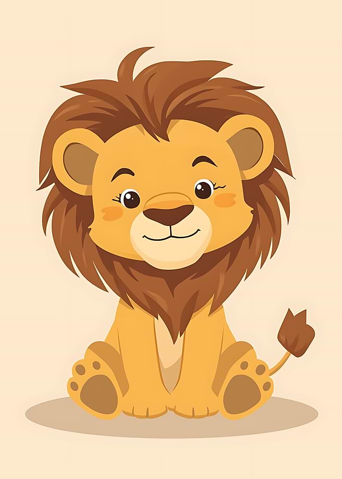 Cute Cartoon Lion Sitting