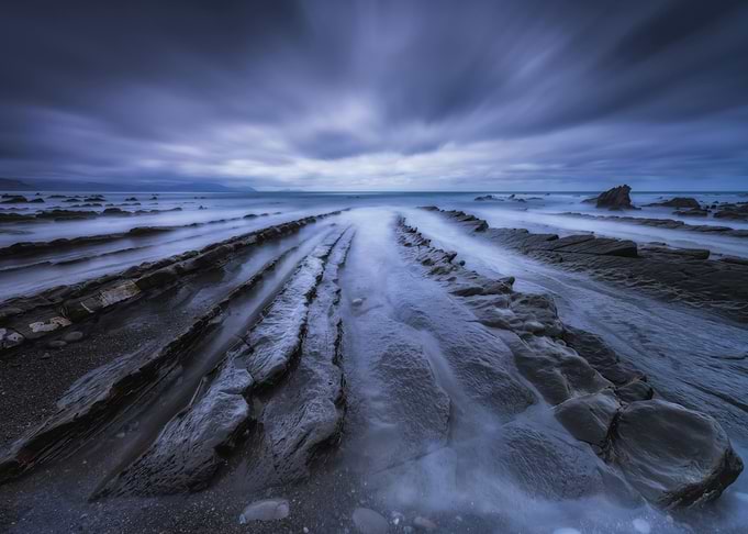 Long Exposure Seascape with Rocky Shoreline