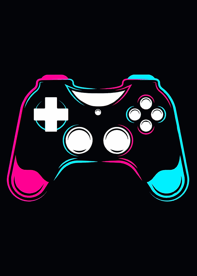 Neon Game Controller Silhouette
