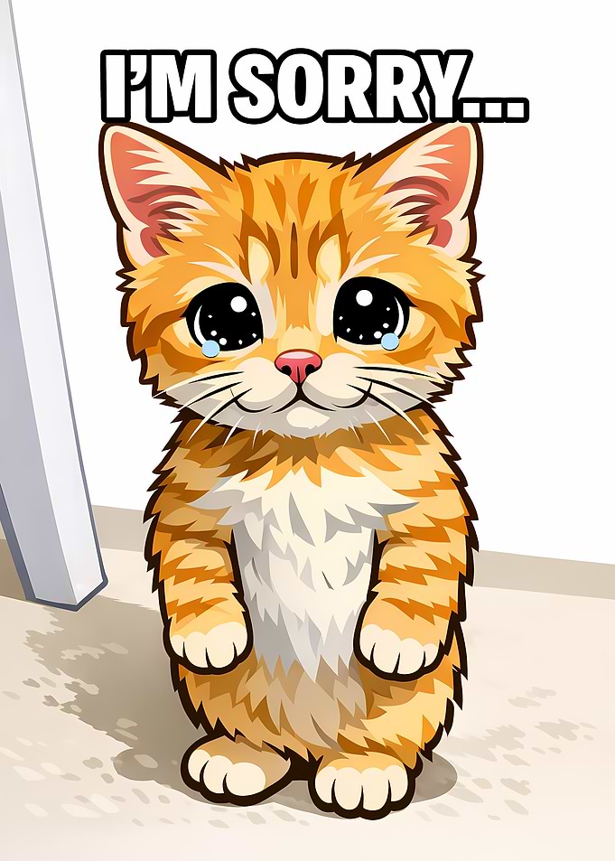 Sad Kitten Saying I'm Sorry