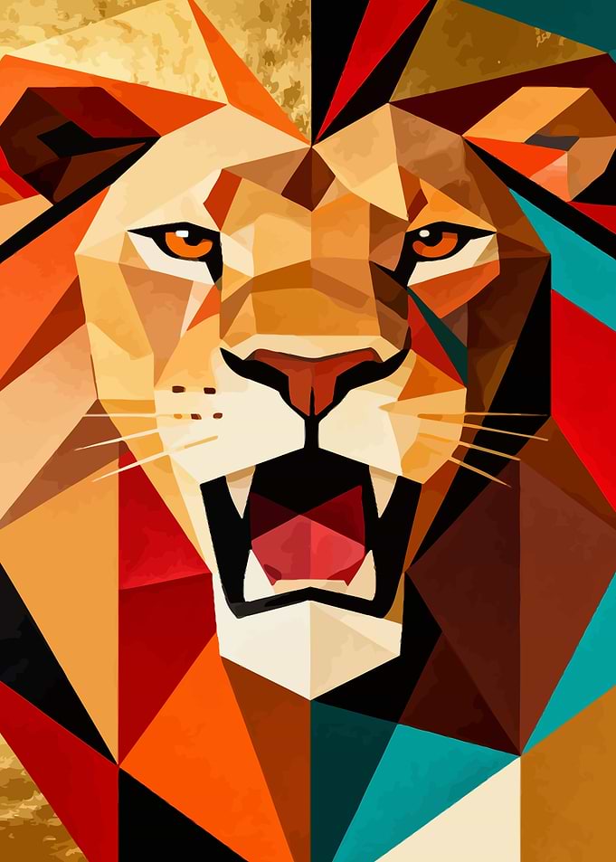 Geometric Lion Roaring