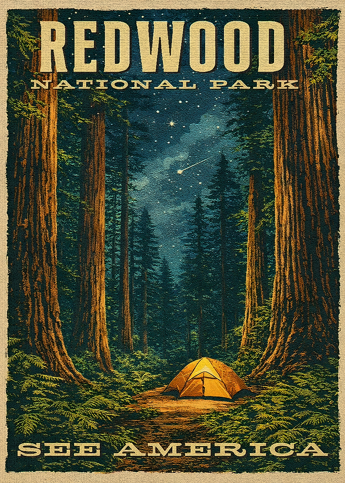 Redwood National Park Vintage Poster