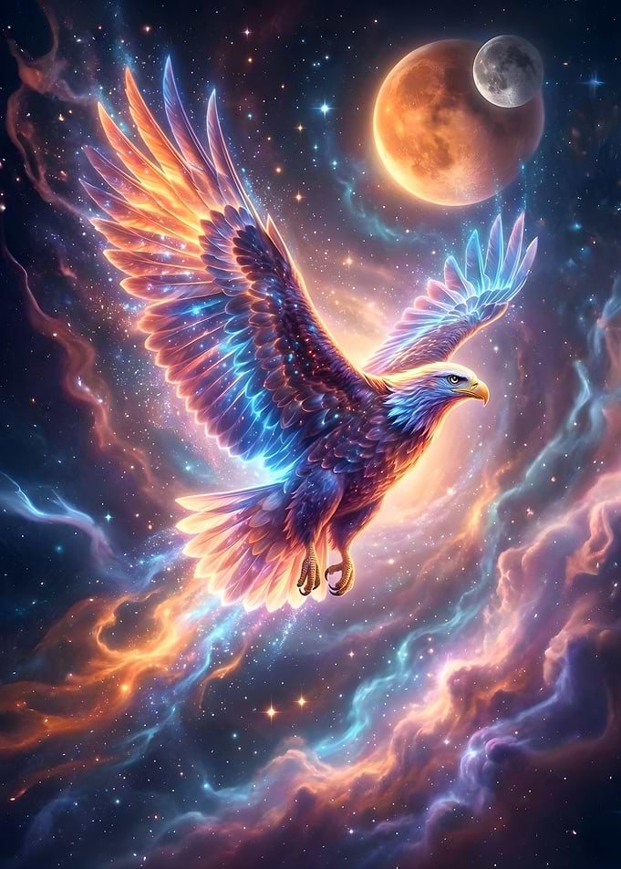 Cosmic Eagle in Nebula