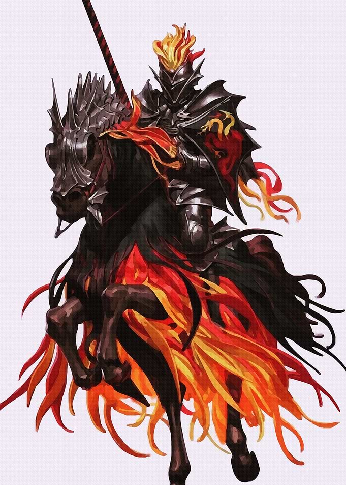 Fiery Knight on Horseback