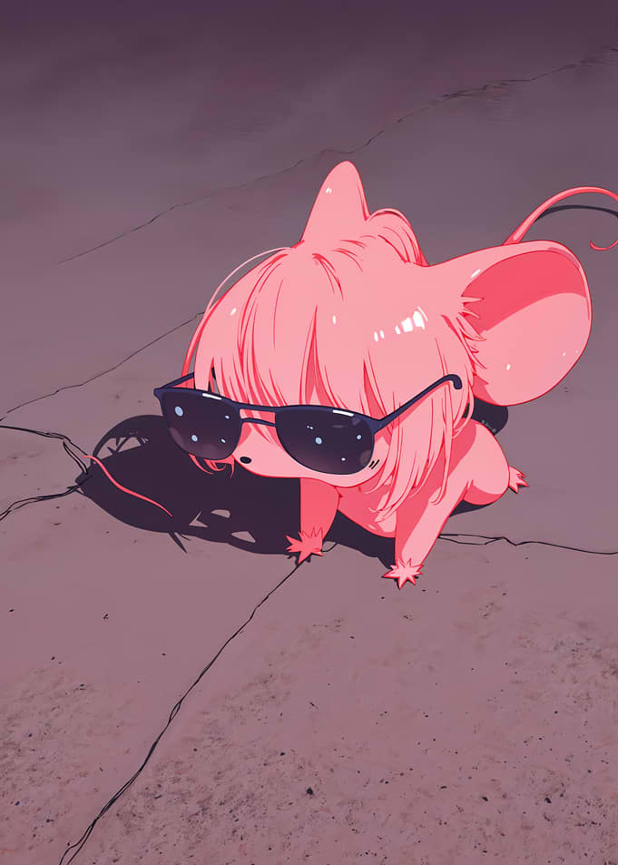 Pink Mouse Character with Sunglasses