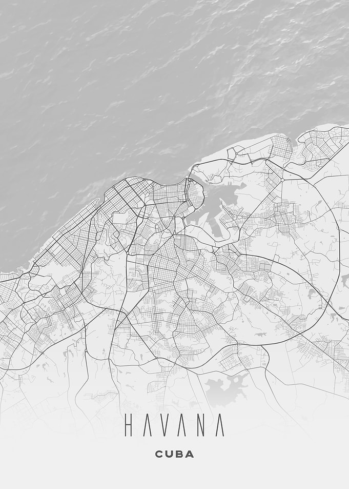 Havana, Cuba - City Streets Map, Wall Art Poster
