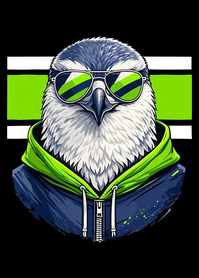 Cool Bird Poster, Aviator Sunglasses Animal Wall Art, Trendy Street Style Print